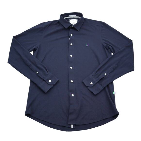 Allen Solly Shirt Mens 39 Blue Ultra Slim Fit Button Up Long Sleeve Collared Top - Picture 1 of 16